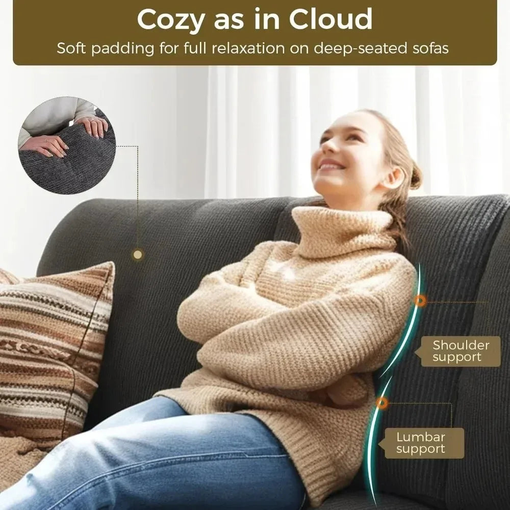 89" 3-Seater Cloud-Style Deep-Seat Sofa, Chenille Fabric, Wood Frame, Easy Assembly for Living Room