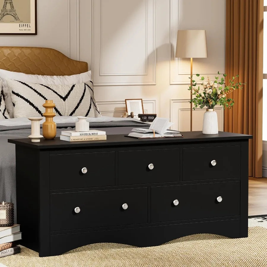5-Drawer Dresser for Bedroom with Wide Chest of Drawers Design Ideal Storage Organizer for Closet and Hallway Durable