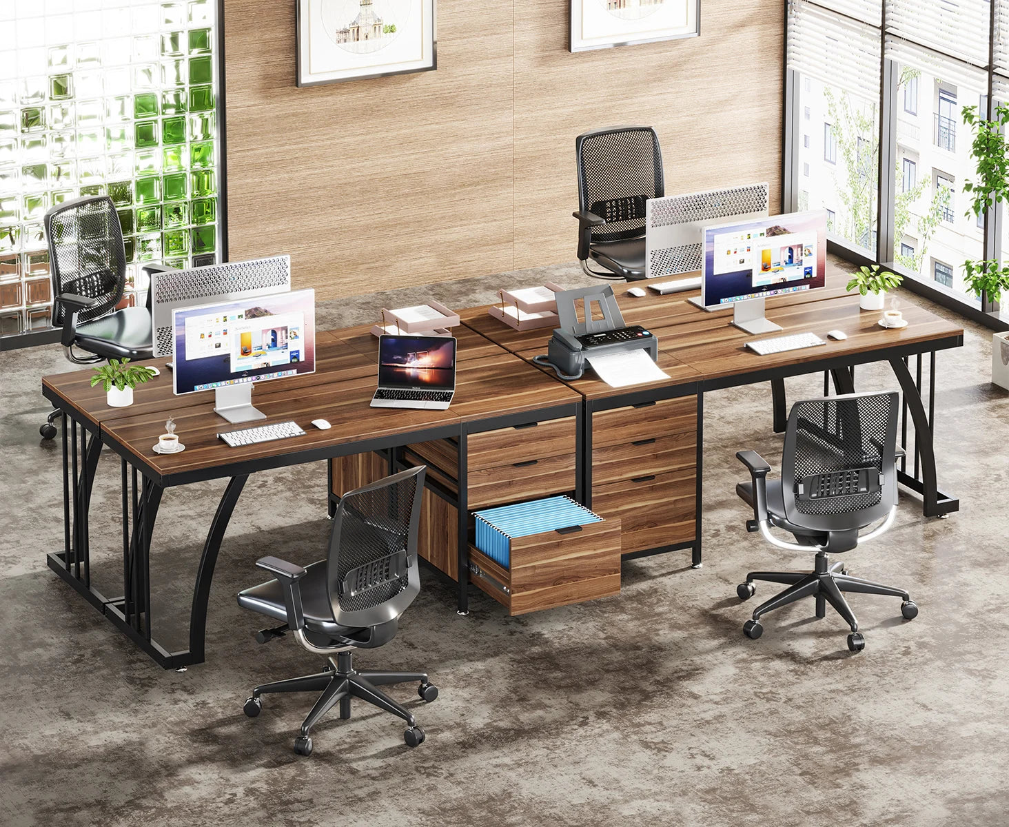 Tribesigns Computer Desk with 3 Drawers, 59-Inch PC Desk with Reversible Drawers, Industrial Study Writing Table Workstation