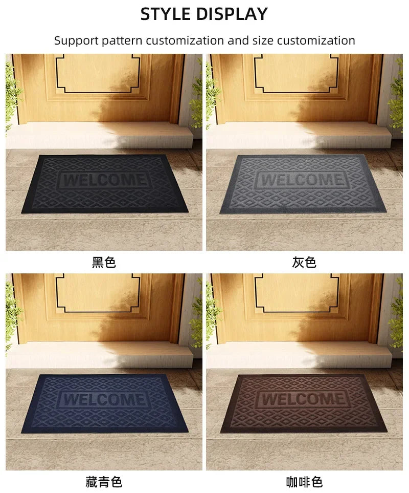 Heavy duty rubber welcome mat - anti slip, dust-proof home entrance door mat, durable and washable carpet,