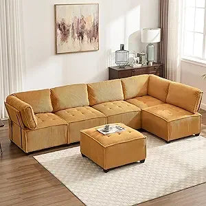 Oversized U-Shaped Sectional Sofa with Reversible Chaise, 6-Seat Comfortable Modular Couch for Relaxation and Versatility