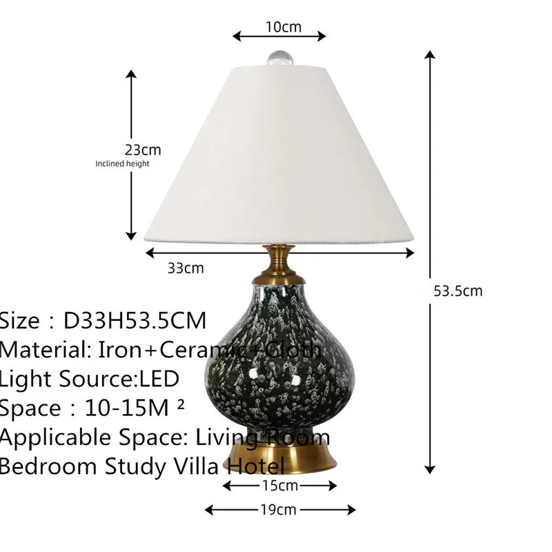 Contemporary Luxury Ceramic Table Lamp LED American Creativity Living Room Bedroom Study Villa Hotel Bedside Desk Light