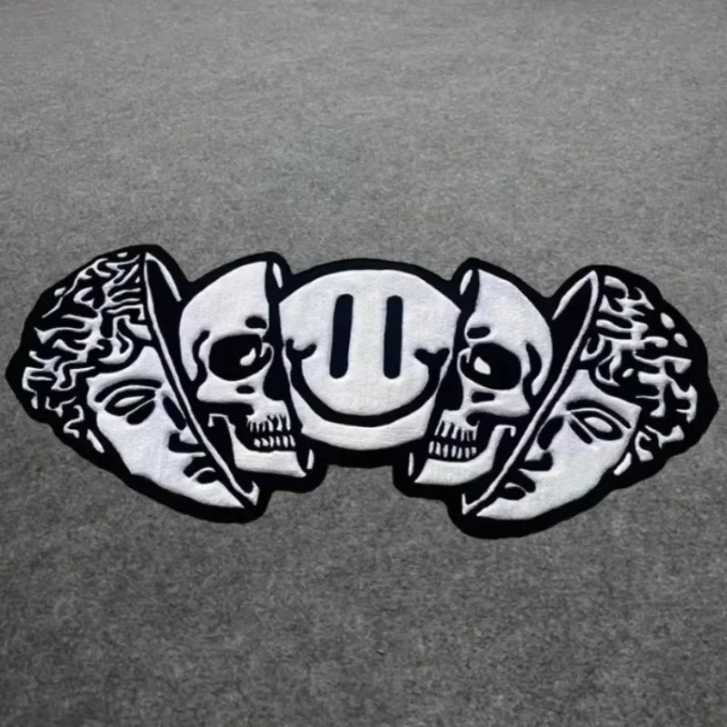 American Skull Pattern Rug – Creative Halloween Carpet for Living Room, Bedroom, and Entryway