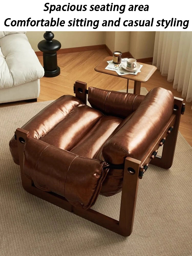 Luxury Leather Accent Sofa Chair – Modern Single-Person Lounge Armchair