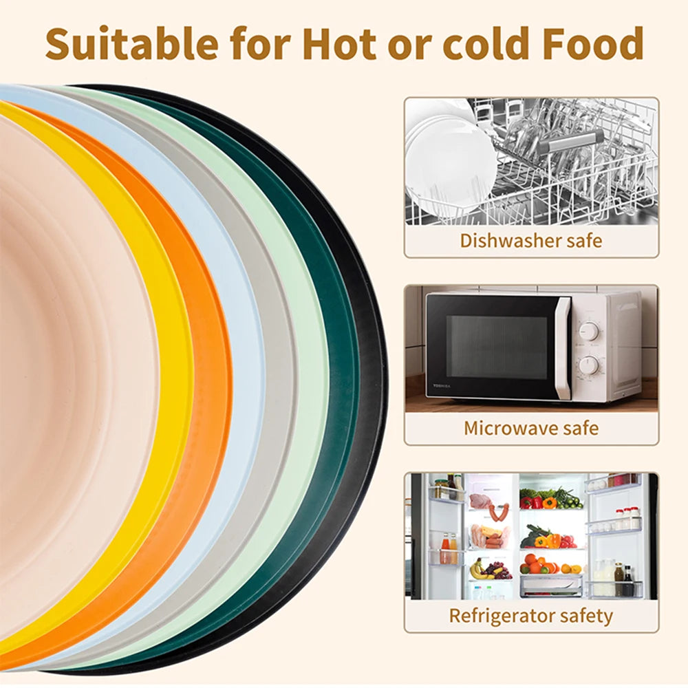 Colourful Wheat Straw Dinnerware Set – 4-Piece Portable Bowl, Cup & Dish Tableware Kit