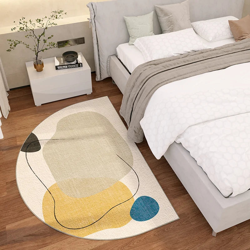 VIKAMA Simple Lines Semi-Circular Carpet Durable And Easy To Clean Home Bedroom Bedside Rug Entrance Doormat Home Decor