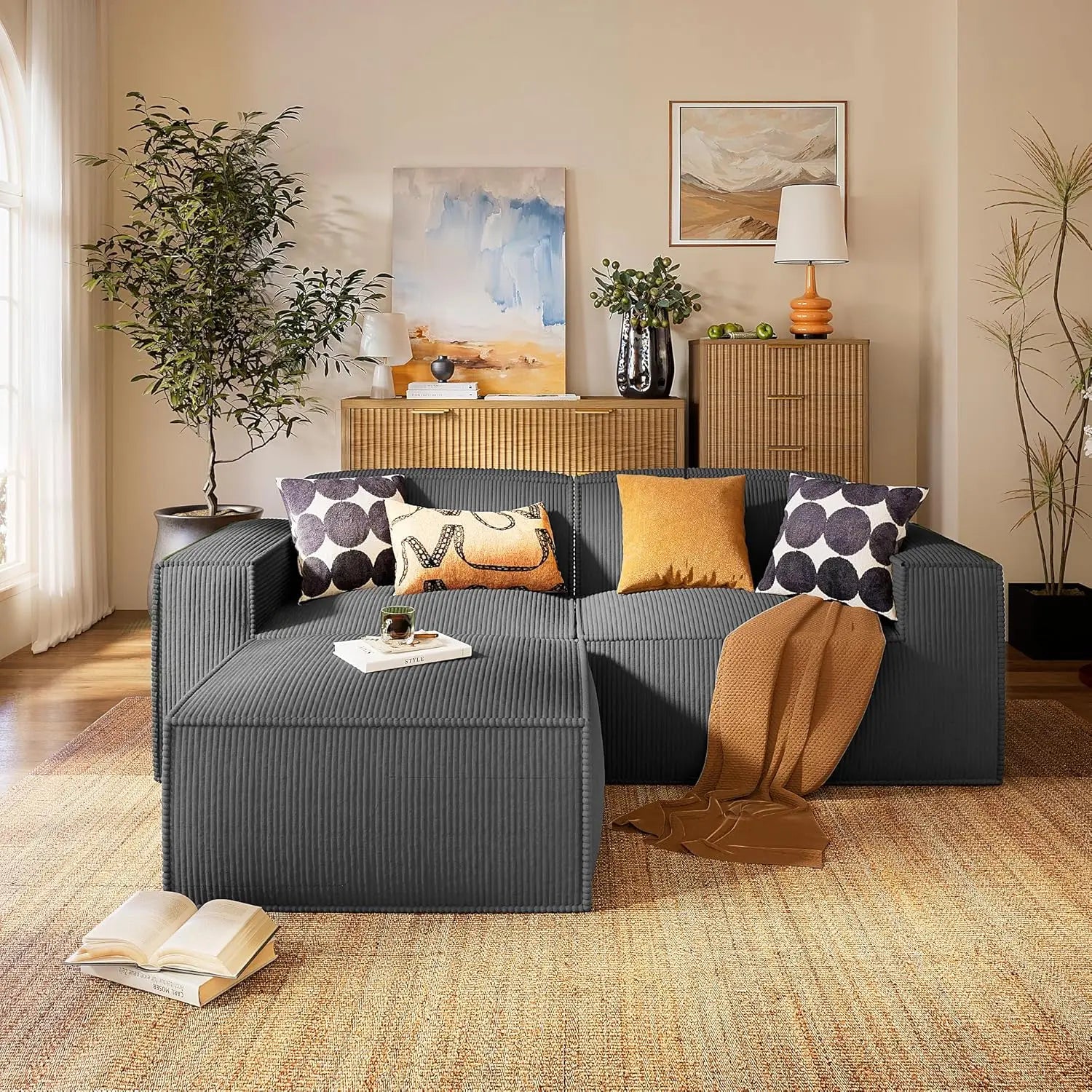 Modular Sectional Sofa, 111" L-Shaped Modular Sectional Couch with Deep Seat, Freely Combinable Sectional Clound Sofa fo