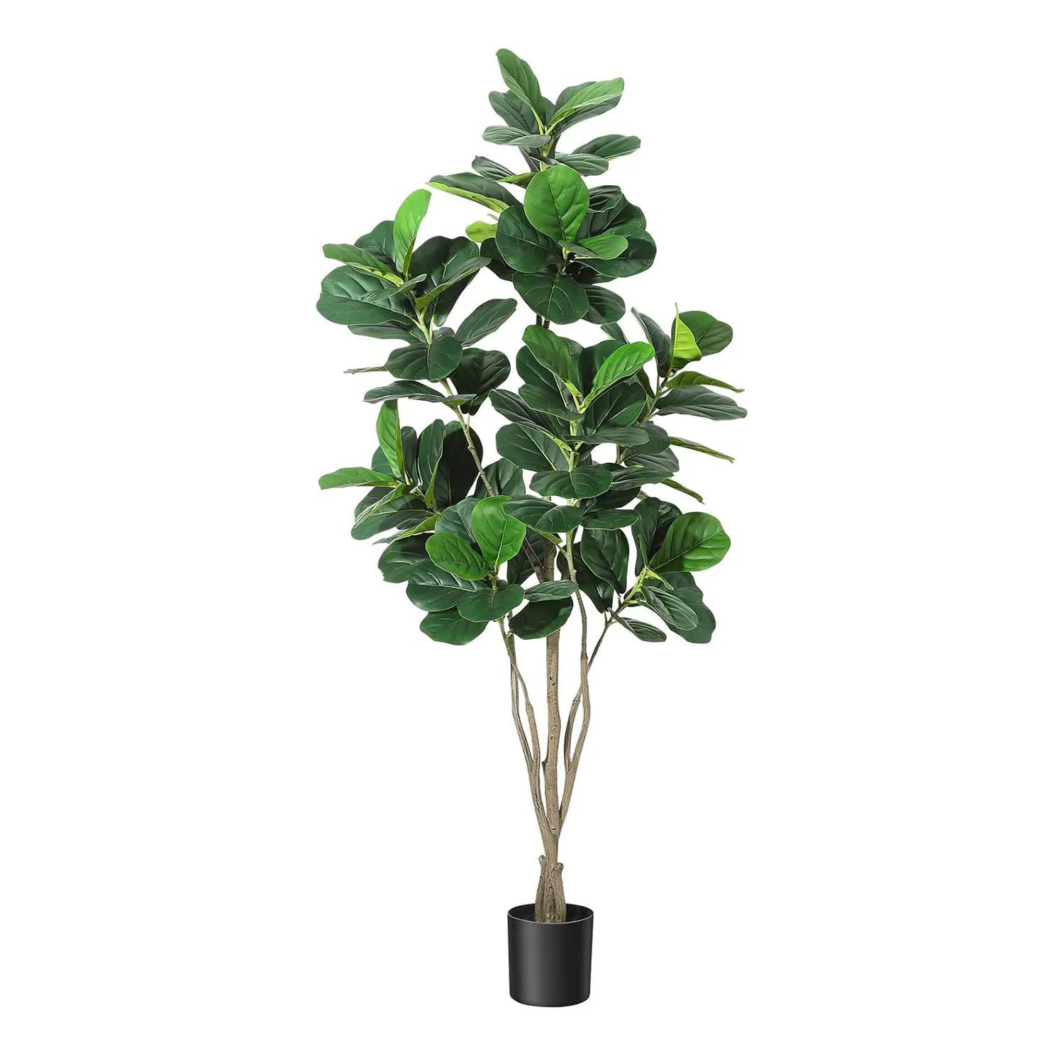 Artificial Fiddle Leaf Fig Tree Large Faux Plant Tree with Black Planter Pot Fake Potted for Indoor Outdoor Home Office Decor