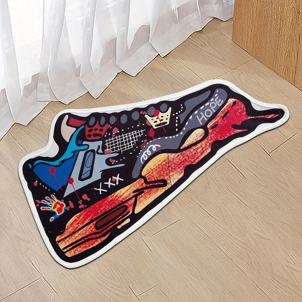 Sneaker Style Graffiti Door Mat – Handprint Printed Non-Slip Entrance Carpet
