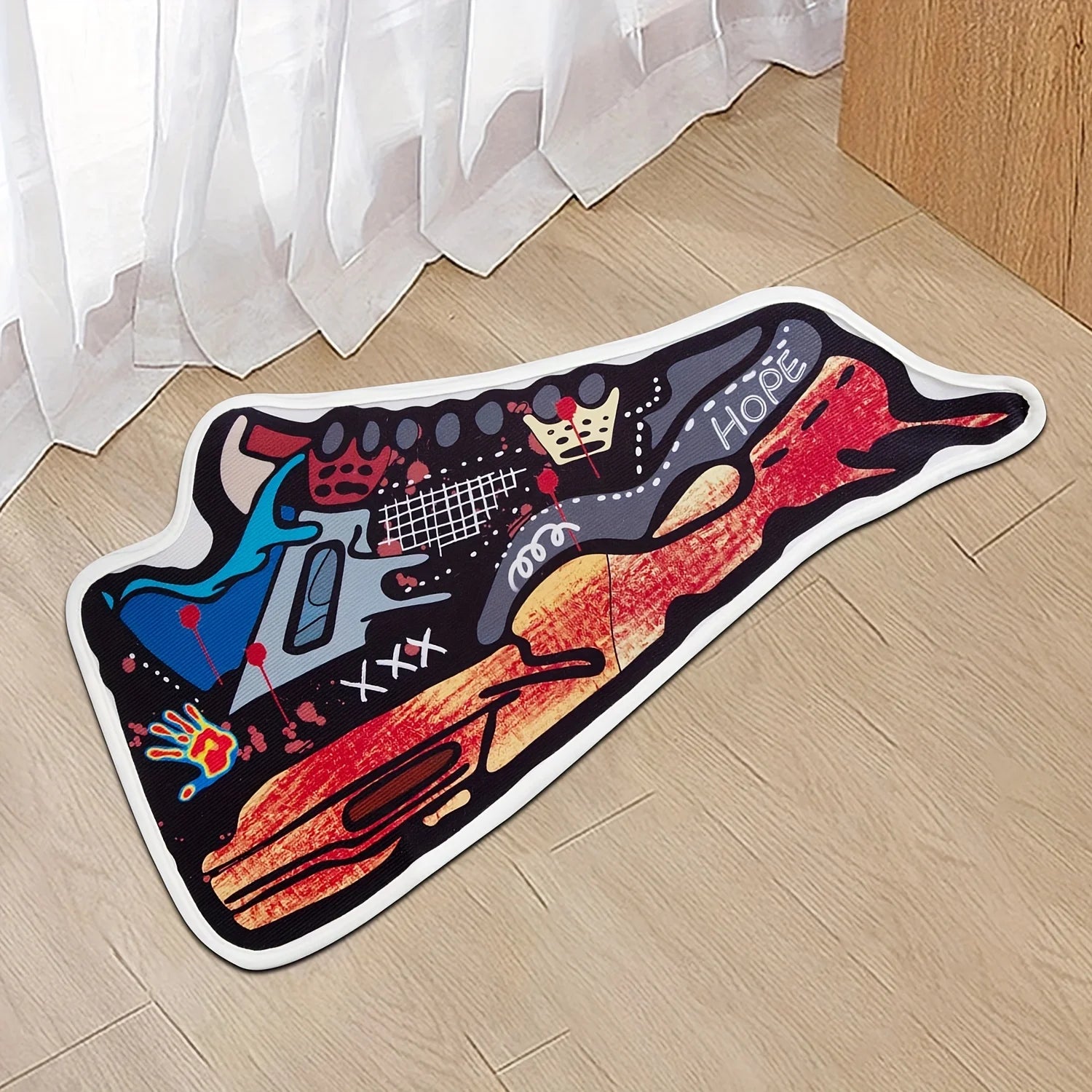 Sneaker style door cover handprint graffiti non-slip carpet modern welcome entrance door cover bathroom printed carpet corridor