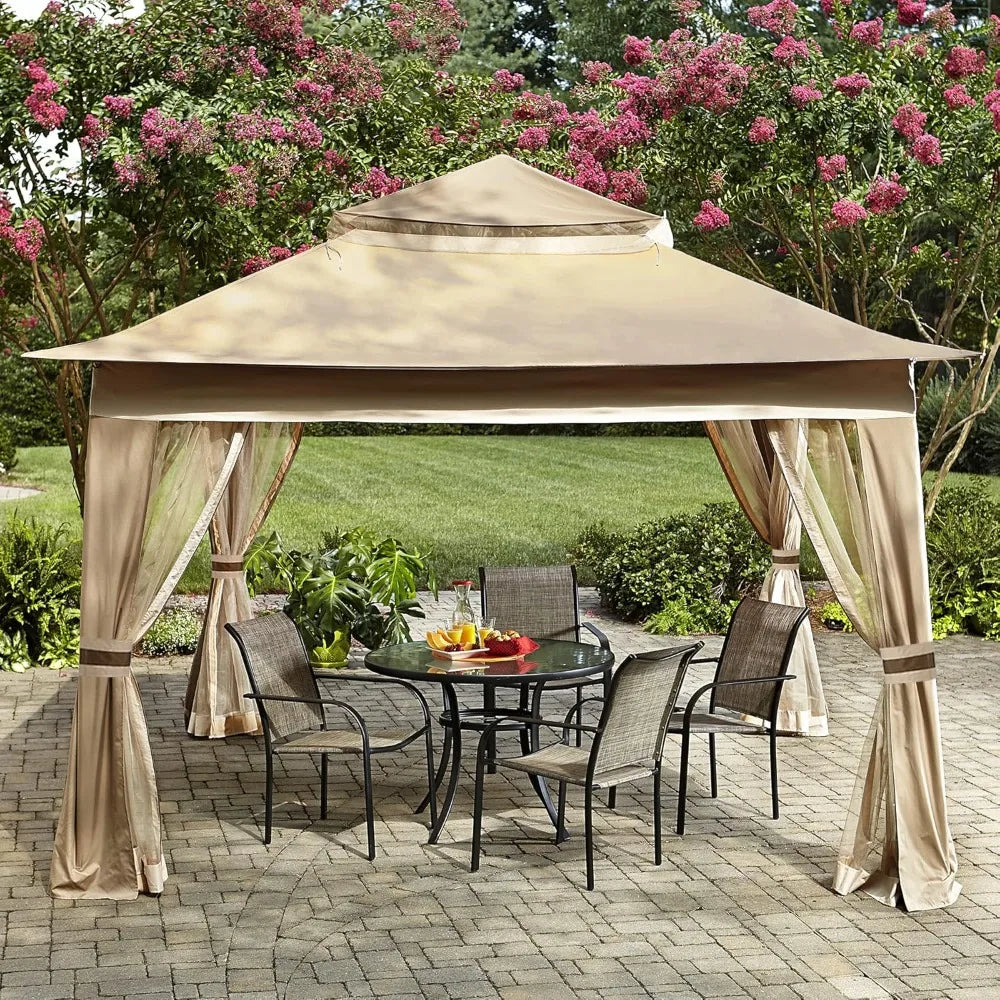 13x13 FT Patio Gazebo Outdoor Pop Up Gazebo with Mesh Walls, Sturdy steel frame, Rainproof and UV resistant Pergola