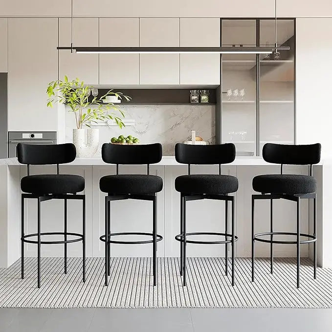 Modern Black Swivel Counter-Height Bar Stools with Back (Set of 4)