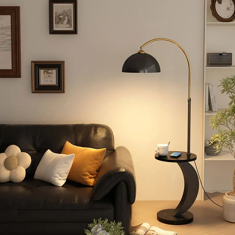 LED Tea Table Floor Lamp Living Room Decoration Bedroom Bedside Lighting Modern Marble Stand Light Black Beige E27