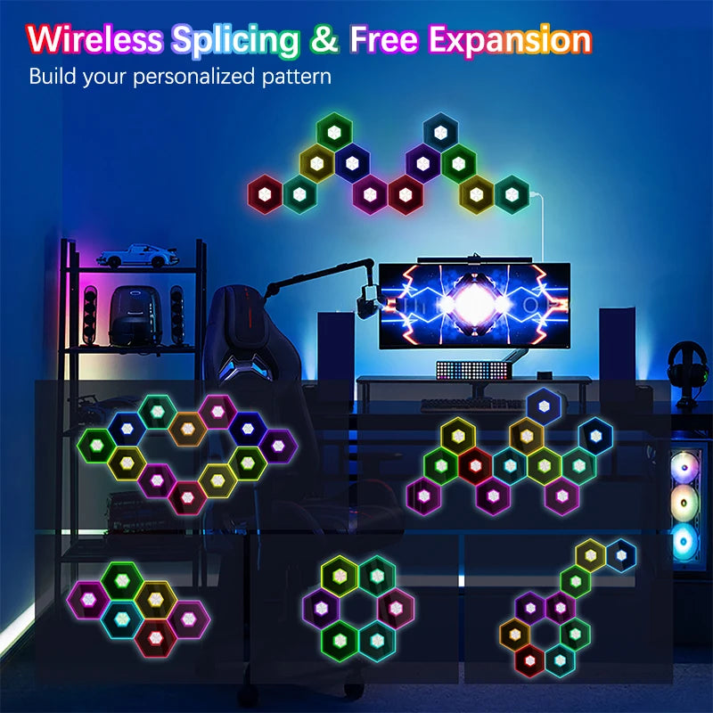 Bluetooth Quantum Lamp Smart App RGB Remote Control 5V Led Esports Atmosphere Light Background Wall Bedroom DIY Decor Wall Lamp