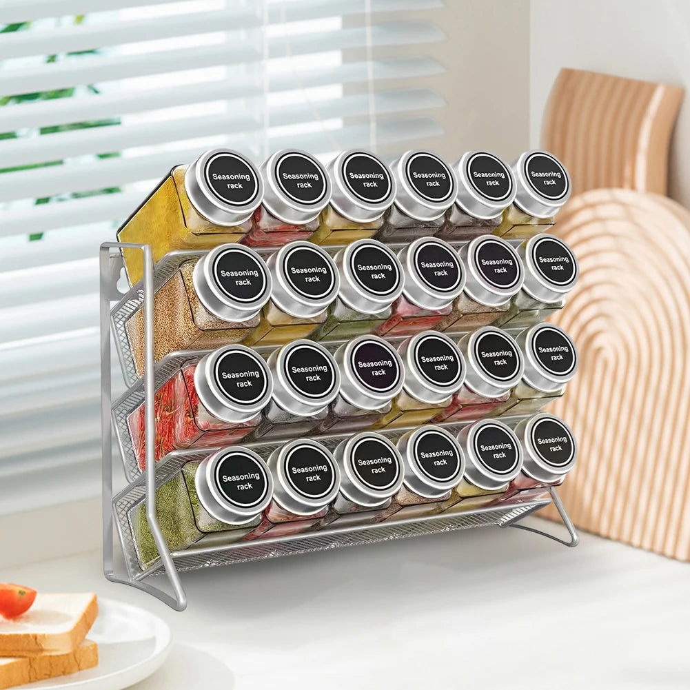 4-Tier Pantry Container Holder – Carbon Steel Cupboard Storage Organizer