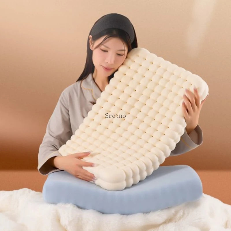 SRETNO Natural Latex Neck Pillow 2026 New Bubble Pillow for Home Use, Cervical Protection Sleep Aid for Adult Rubber Pillow Core