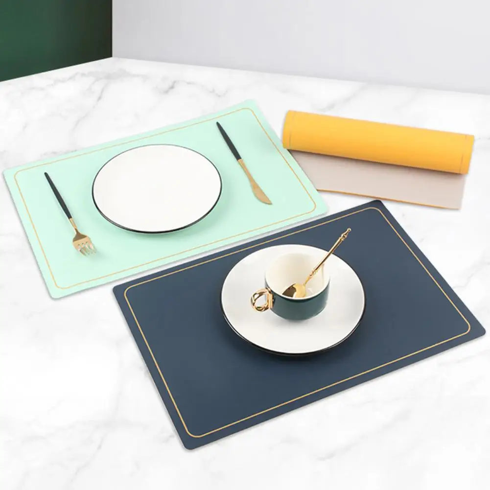 Place Mat for Dining Table Easy to Clean Place Mat Waterproof Faux Leather Double-sided Place Mat Heat Insulation for Kitchen