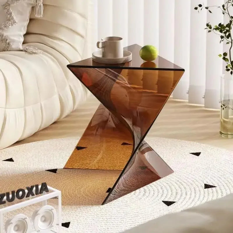 Light Luxury Coffee Table for Home, Transparent Acrylic Sofa Side Table, Designer Small Apartment Simple Bedside Table