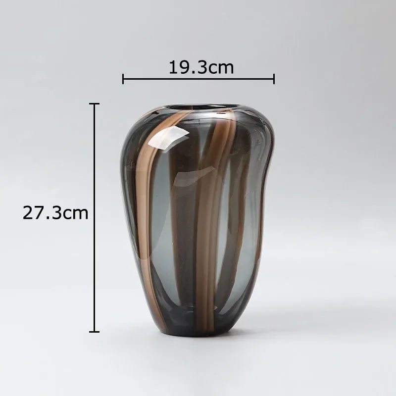 Colored Striped Glass Vase Table Decoration Flower Arrangement Creative Hydroponics Plant Pot Flowers Vases Room Aesthetic Decor