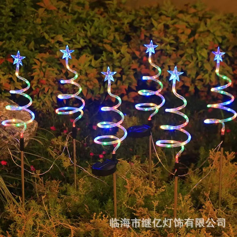 Led Solar Floor Insert Lights, Spiral Lights, Christmas Garden Lawn Camping Lights, Warm Light Atmosphere, Party Decorations