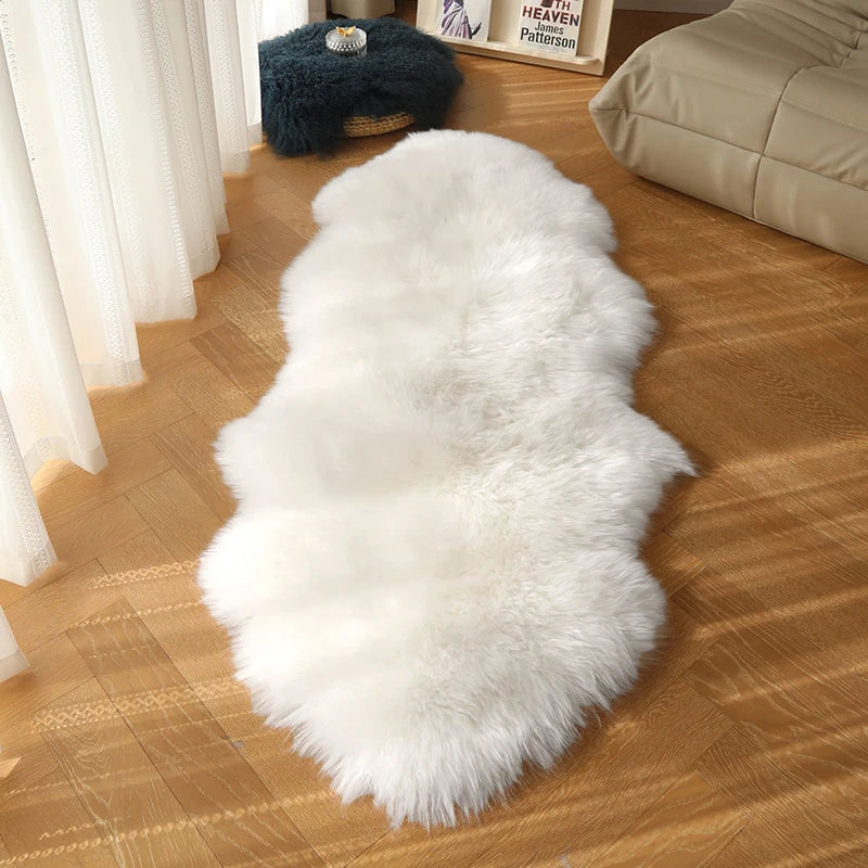 Long Strip Carpet Fluffy Soft Faux Fur Plush Bedroom Bedside Carpets Girl's Room White Home Decoration Rugs Furry Chair Cushion