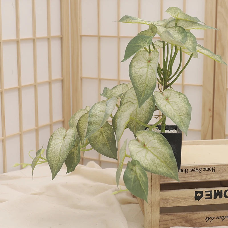 Artificial Turtle Back Leaf Plants Watermelon Leaves Green Apple Fake Plants Tropical Wedding Party Home Christmas Decor Potted