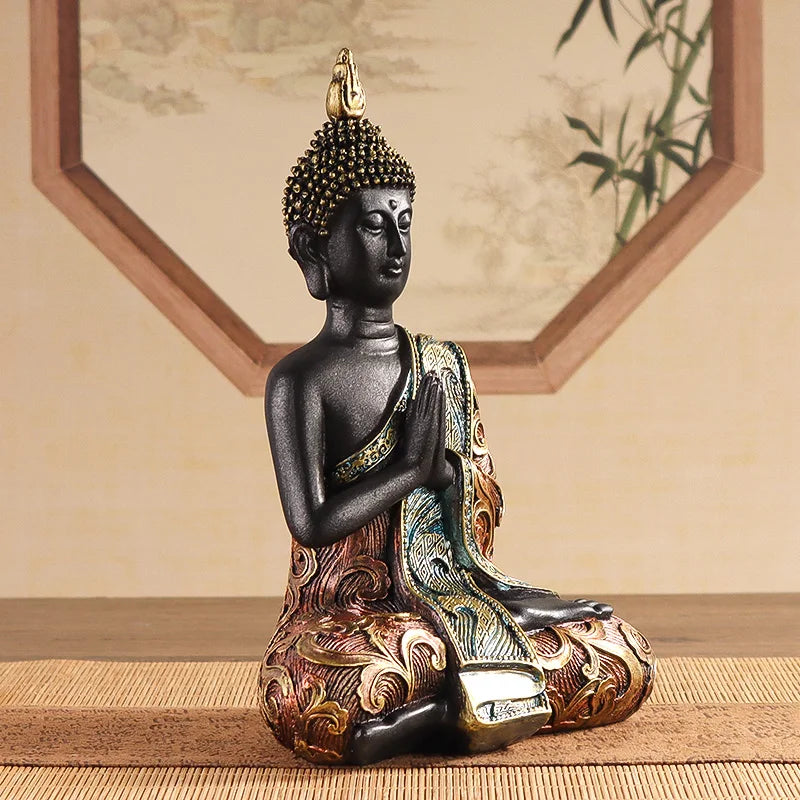 Exquisite Sitting Buddha Statue Sculpture, Religious Artwork Craft, Home Decor Piece, Living Room, Entrance Hall,Office Ornament