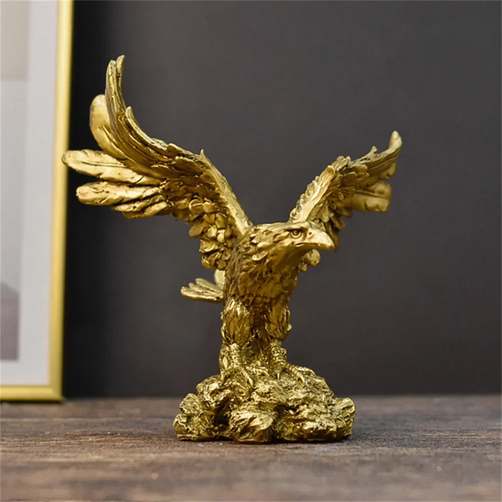 Eagle Statue Resin Animal Ornament Color/Gold Falcon Sculpture Home Decoration Crafts Office Figurines Desktop Accessories Gift
