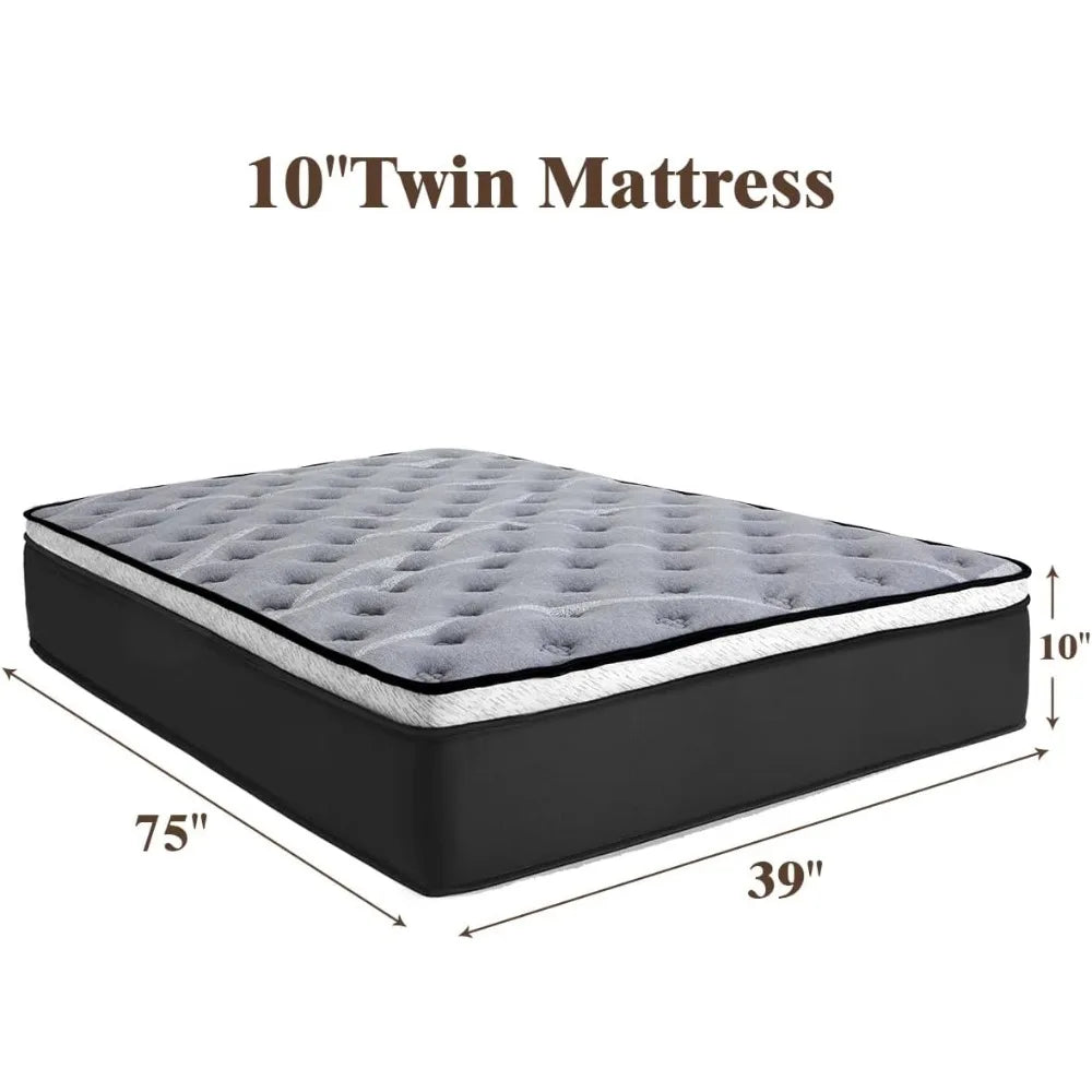 Memory Foam Hybrid Mattress – 10 Inch Twin (Medium Firm)