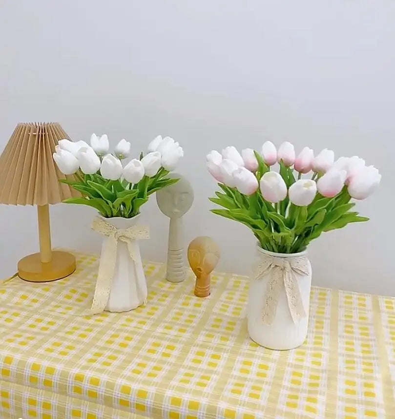 Artificial Tulip Stems – White PE Foam Flowers (33 cm, 1 / 3 / 5 / 10 Pack)