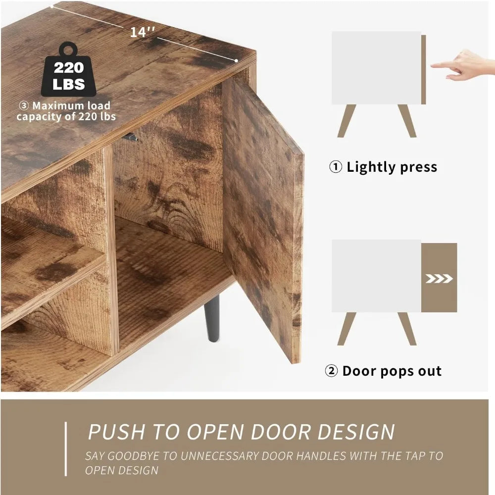 TV Stand for 65 Inch TV, Mid Century Modern TV Stand, Entertainment Center with Storage Cabinet and Open Shelves, TV Console