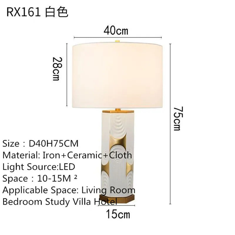 Contemporary Luxury Ceramic Table Lamp LED American Creativity Living Room Bedroom Study Villa Hotel Bedside Desk Light