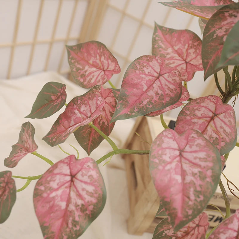 Artificial Turtle Back Leaf Plants Watermelon Leaves Green Apple Fake Plants Tropical Wedding Party Home Christmas Decor Potted