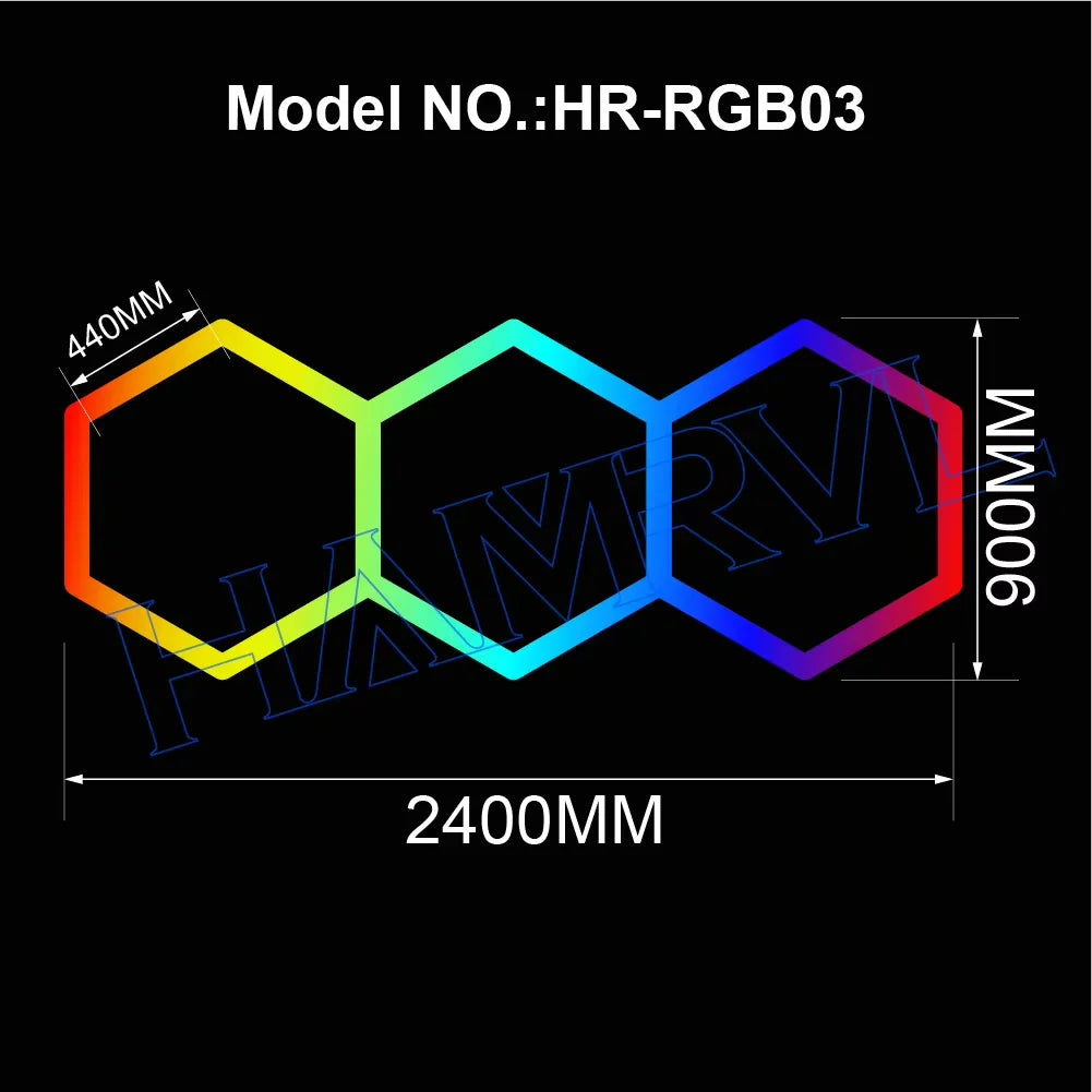 RGB Hexagon LED Garage Light - Hexagon panel light with multi changing music synchronization suitable for gym gaming room party