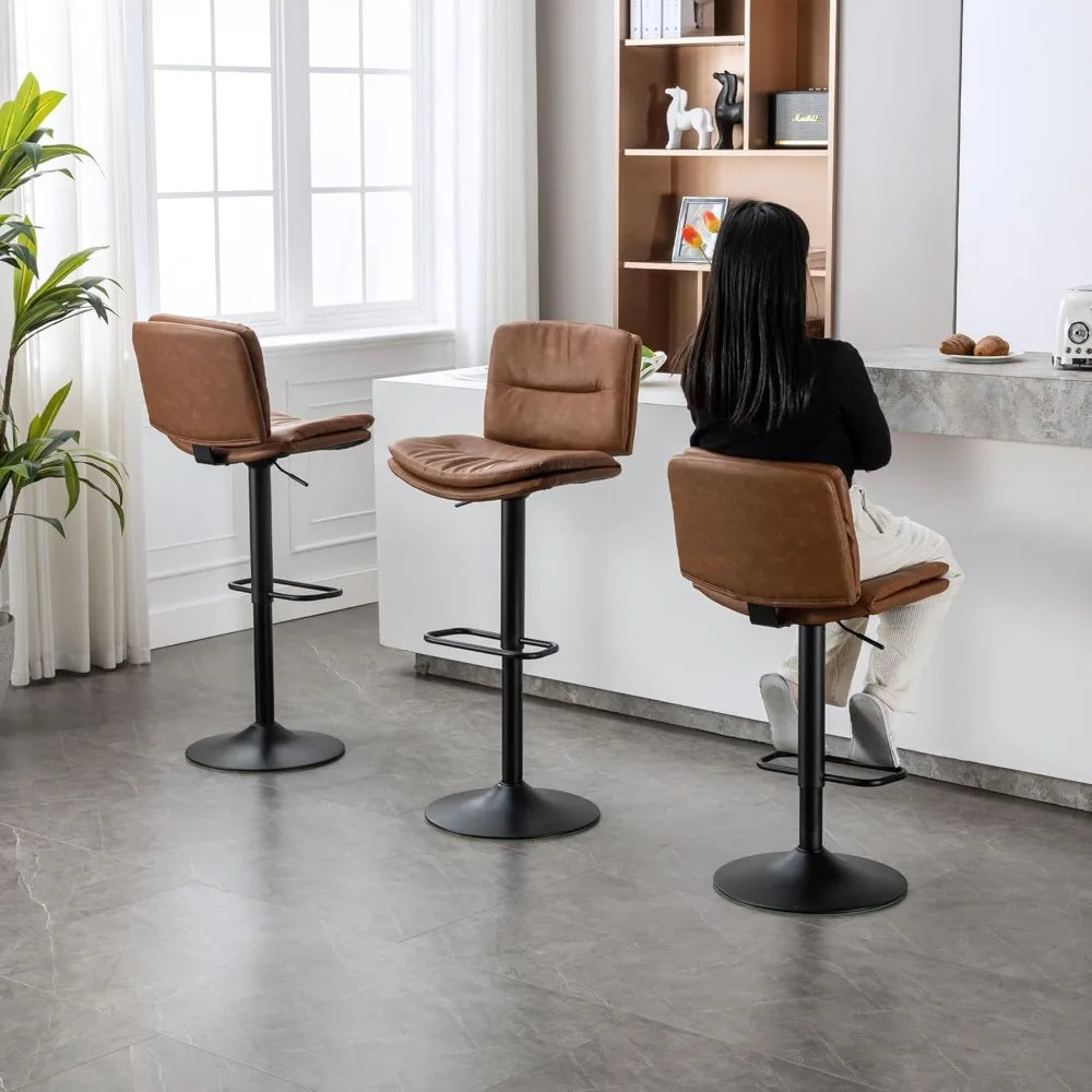 Swivel Counter-Height Bar Stools – Double-Layer Upholstered Faux Leather (Set of 4)
