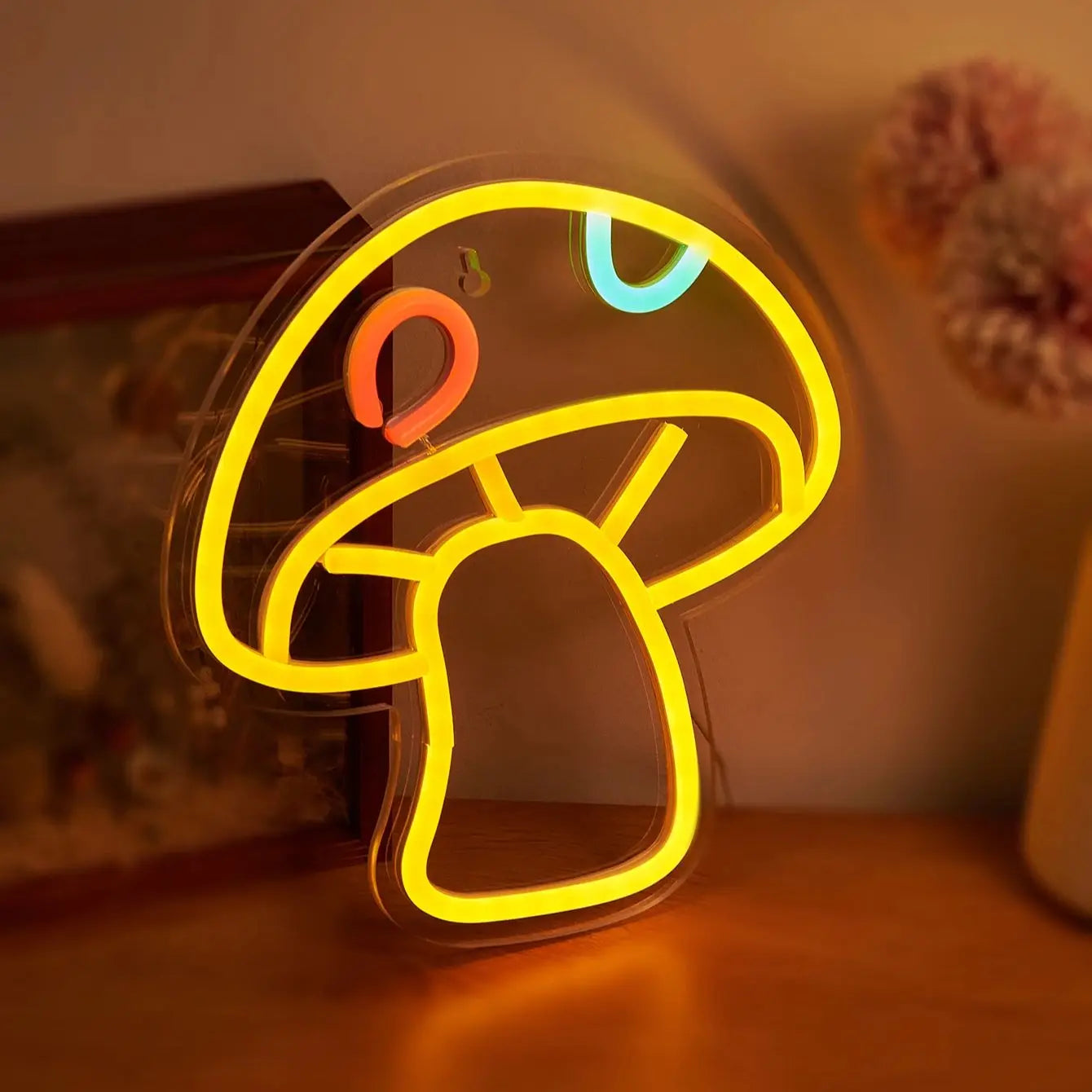 Chi-buy LED Neon Mushroom USB Powered Neon Signs Night Light 3D Wall Art Bedroom Living Room Decor Lamp Signs