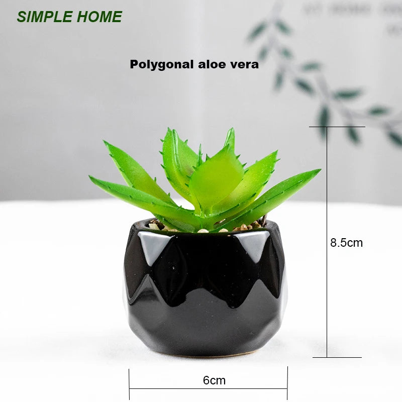 Artificial Succulent Bonsai Plants With Pottery Pot For Room Decoration Office Table Home Garden Decor