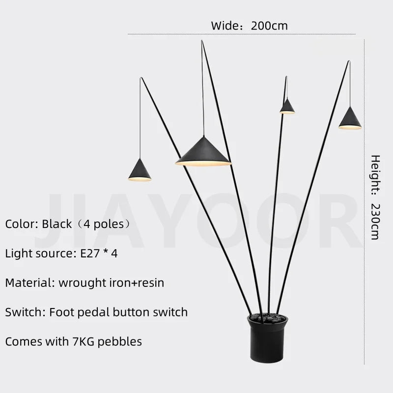 Nordic Floor Lamp Bedroom Living Room Black Standing Light Light Luxury Fishing Lamp Exhibition Hall Decoration Light LED Light