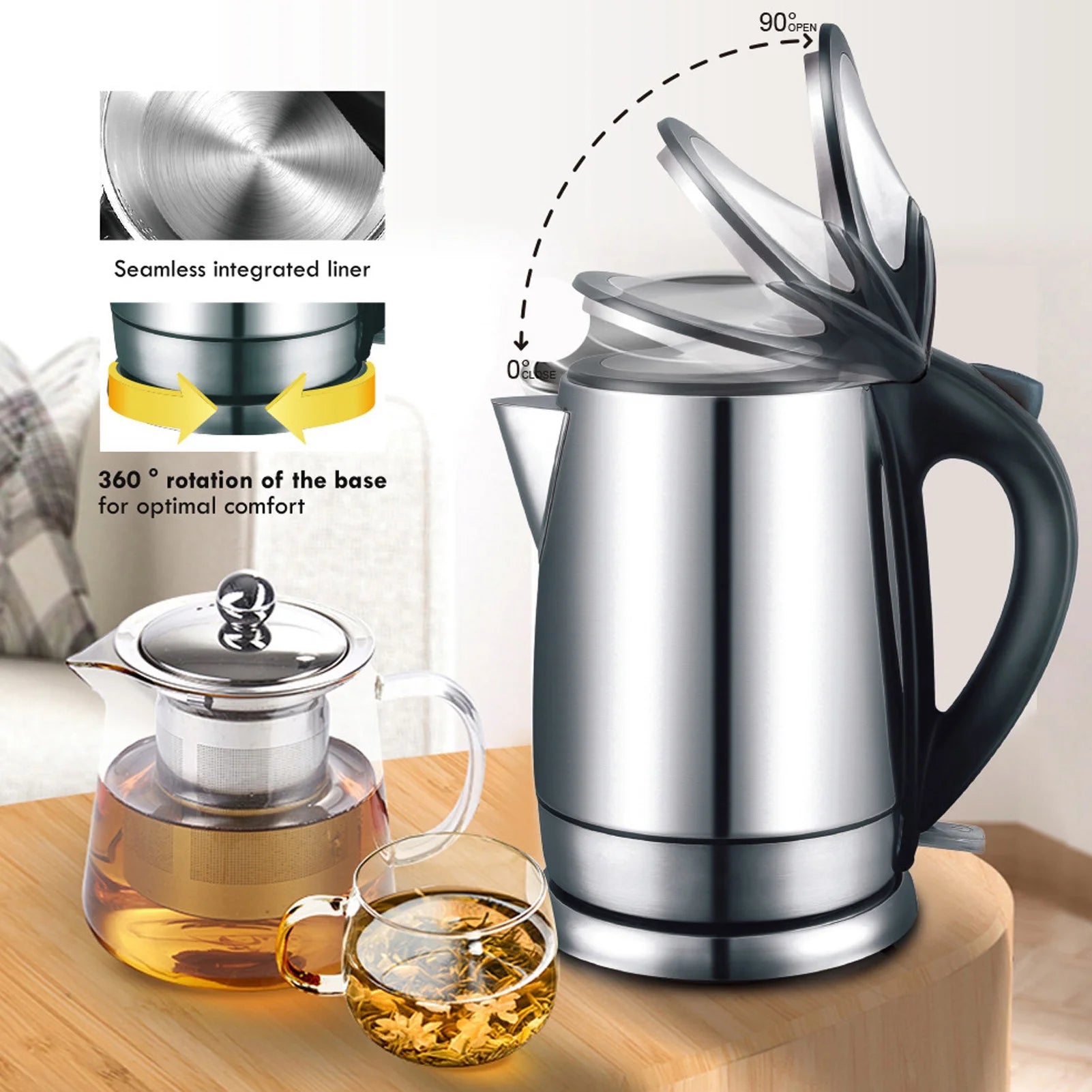 Electric Glass Kettle – 1.7L Borosilicate Water Boiler