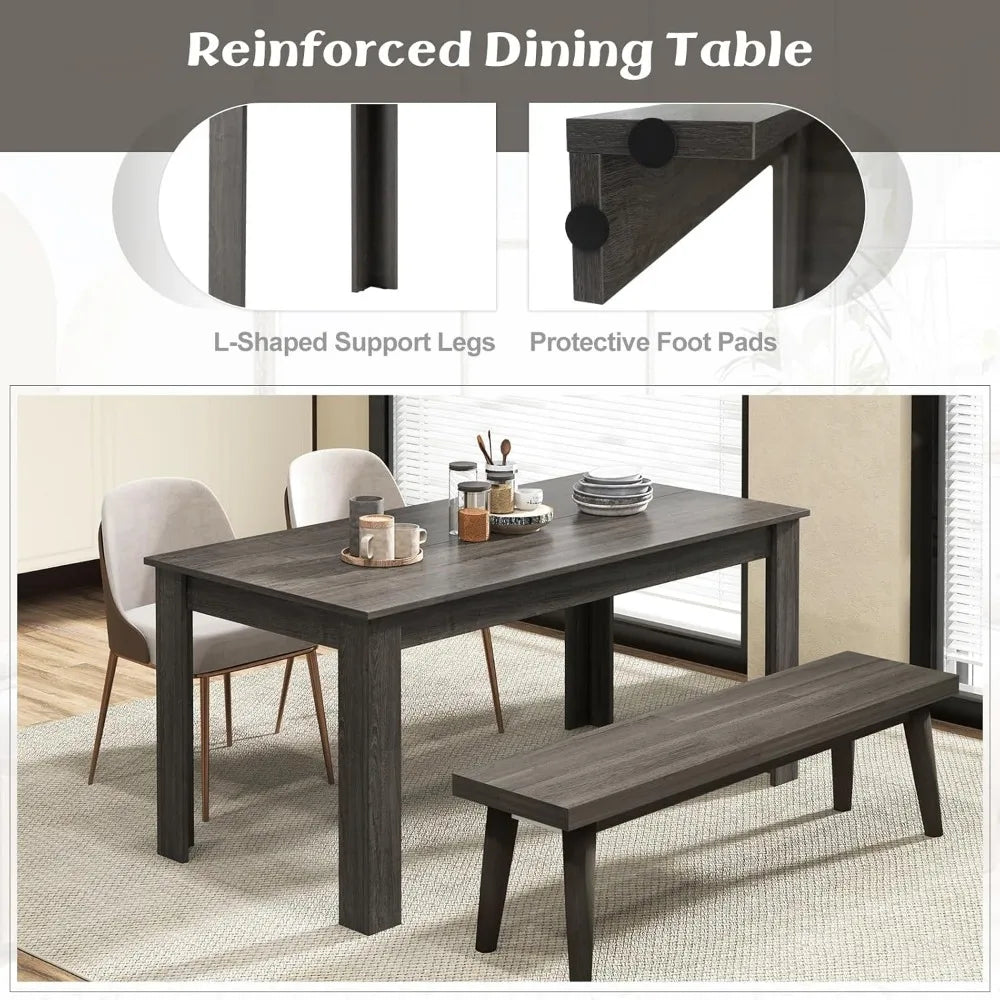 63-Inch Farmhouse Dining Table – Large Rectangular Kitchen & Living Room Center Table with 330 lb Capacity