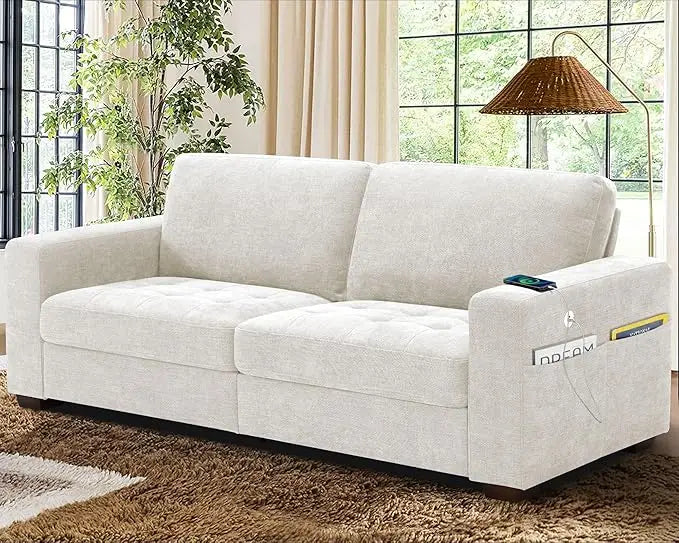Sofas for Living Room, Chenille Loveseat Couch Set, Small Sofa, 3 Seater Sofa, USB Charging, Removable Sofa Cover,Sol