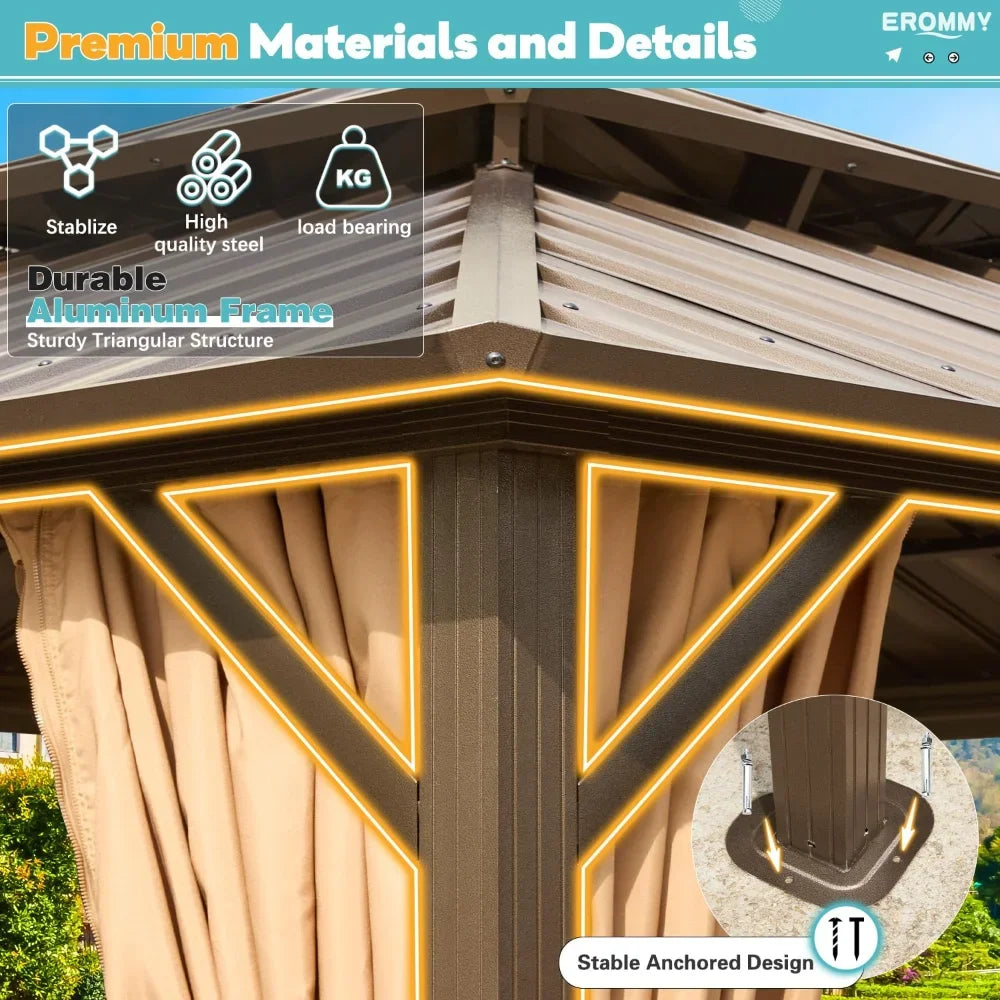 Hardtop Gazebo – 10 ft × 12 ft Aluminum Frame Pavilion