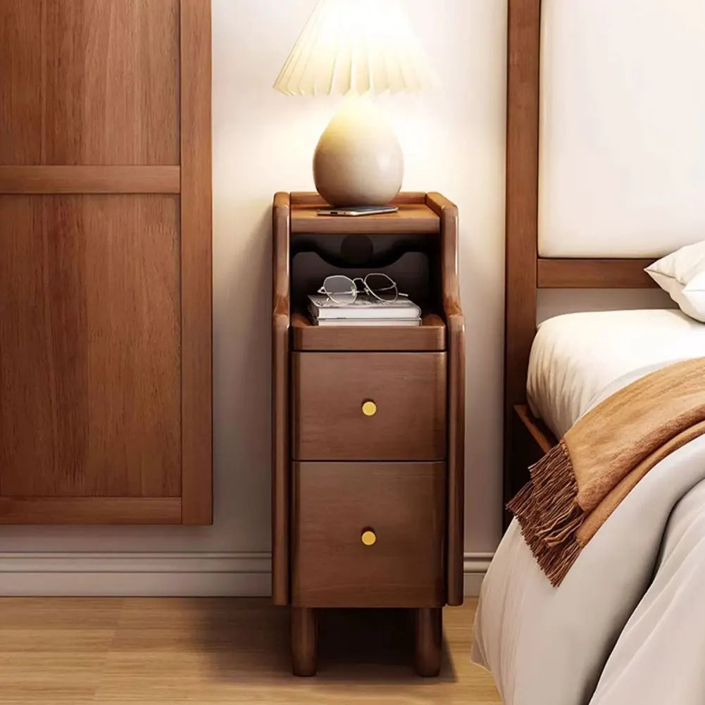 Simple Decorative Table with Storage Space Modern Narrow Nightstand Bedside Storage Small Cabinet for Bedroom