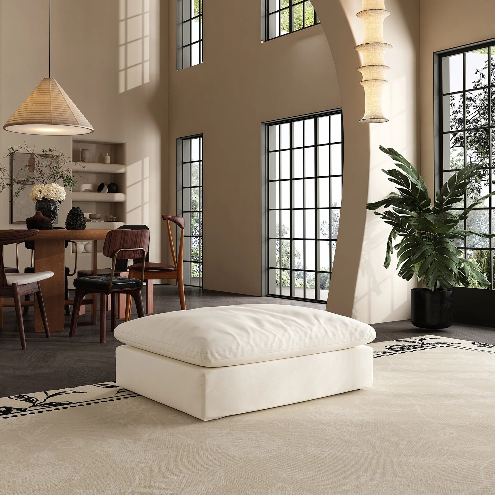 Comfy Cloud Couch 120'' Modern Sectional Sofa for Living Room Down Filled Couch with Ottoman U Shaped 5 Seater Convertible Sofa