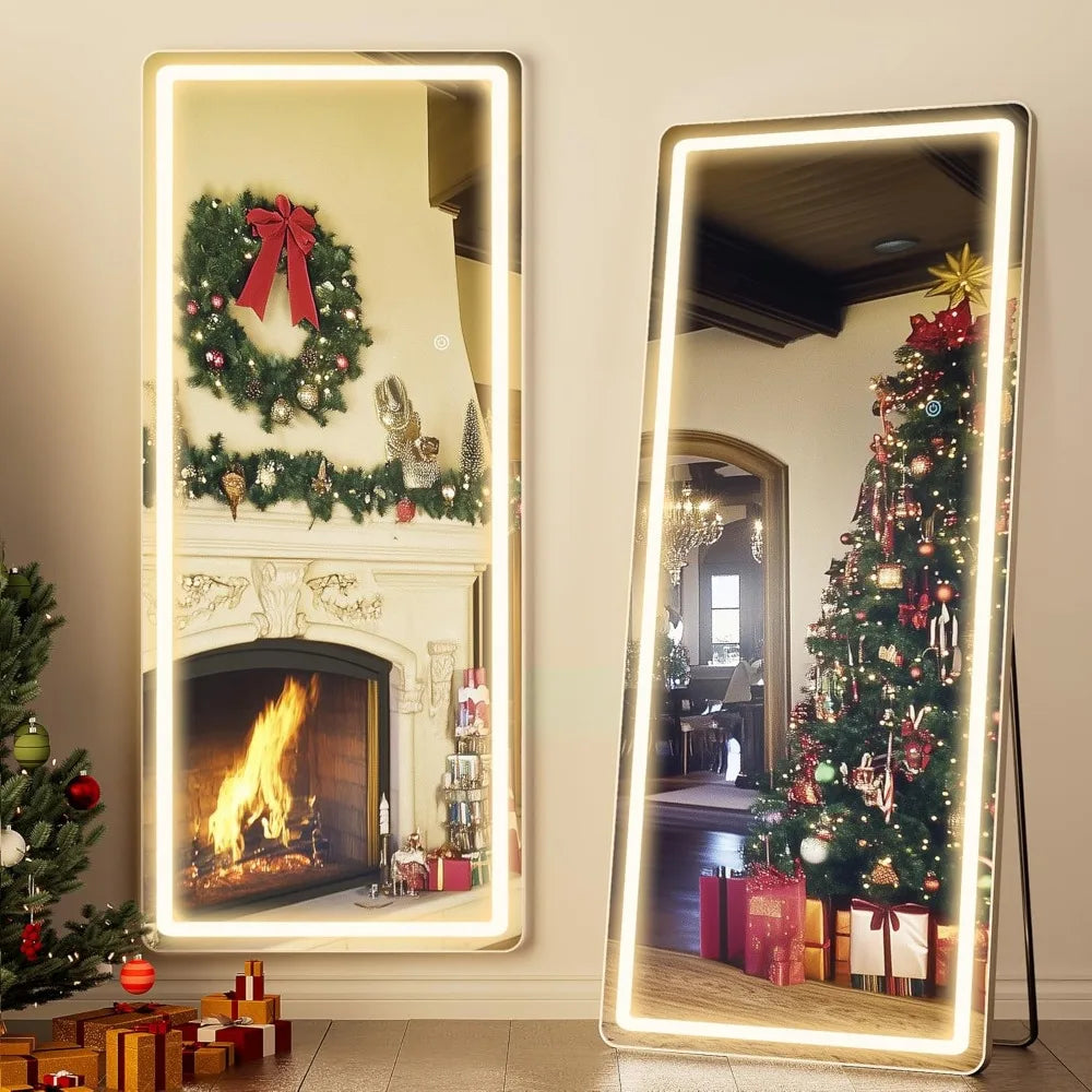 Antok LED Illuminated Full-Length Floor Mirror, 71 x 28 Freestanding Lighted Mirror for Hanging or Standing Use