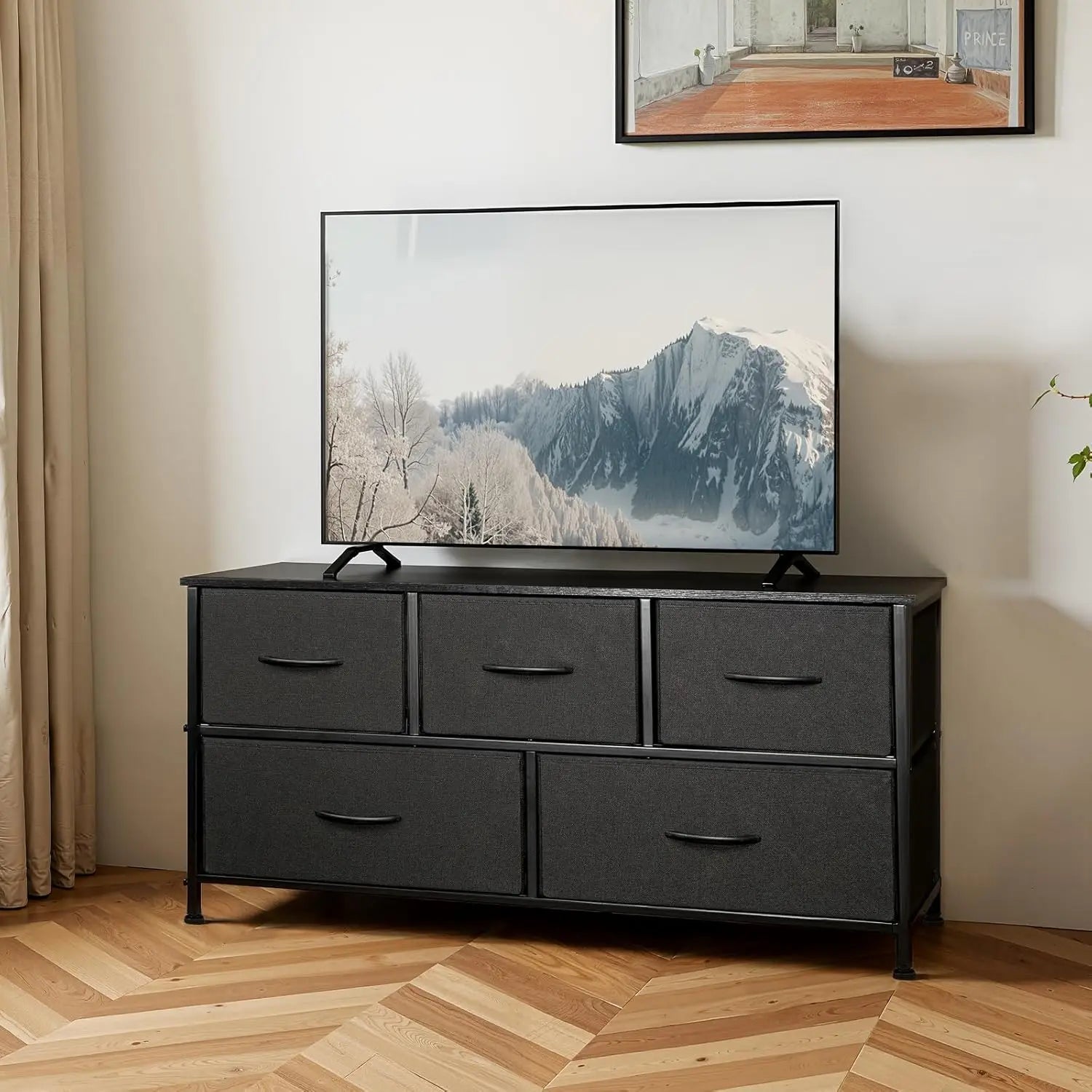 5-Drawer Fabric Dresser for Bedroom Dorm, Storage Organizer for Twin XL Mattress Topper