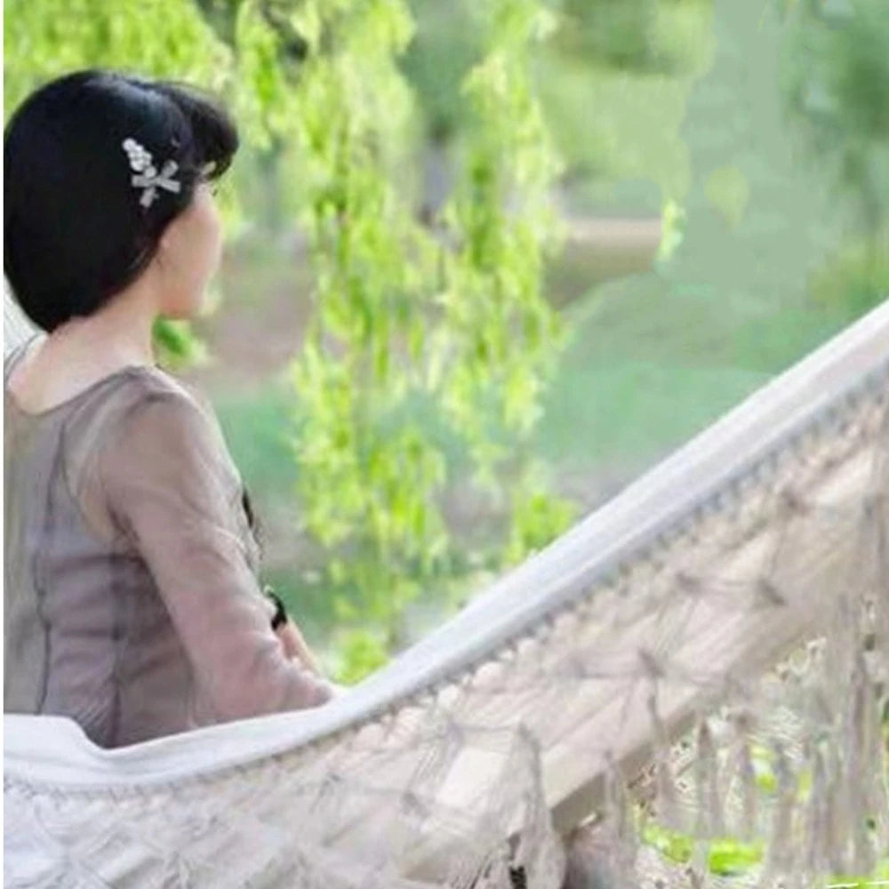 Large Double Deluxe Hammock with Woven Tassels Hanging Bed 2 Person Hammock Thickened Boho Style Canvas Swing Chair Home