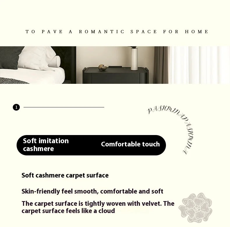 VIKAMA Cashmere Imitated French Small Fragrance Bed Rug Advanced Sense Living Room Study Oval Dirt Resistant Non-Slip Carpet