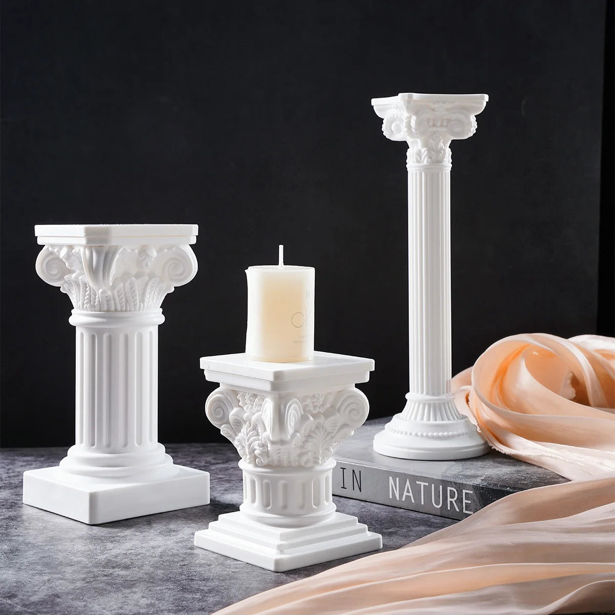 1PC, Roman column sculpture resin handicraft statues, festival decorative candlesticks, Roman column church decorations
