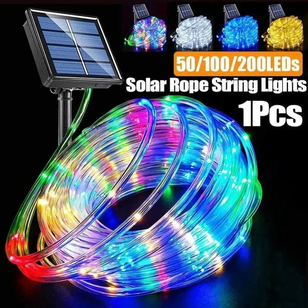 Outdoor Solar Tube Rope Led Light Garden Christmas Decoration Fairy String Light 32m/22M/12M/7M Outdoor Wedding Party Led Lamp
